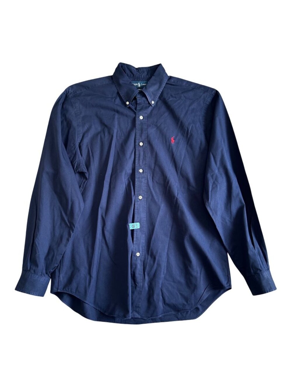 Ralph Lauren Mens Sz L Navy Button-Down Long-Sleeve Shirt Classic Fit Red Pony